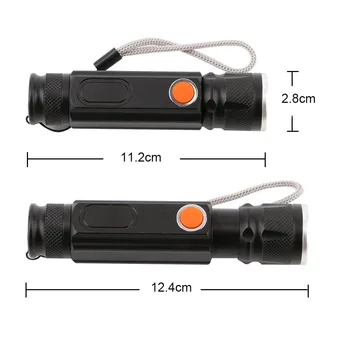 USB Reîncărcabilă Mini T6+COB LED Lanterna 4 Moduri de Zoom la Îndemână LED Flash de Lumină Lanterna Camping Lumina cu Magnet Construit Baterie