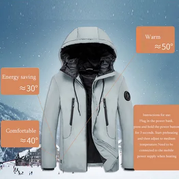 Usb Termic Inteligent Îmbrăcăminte de Încărcare Încălzire Geaca de Iarna calduroasa Haina Barbati Top Alpinism, Pescuit, Sport Casual