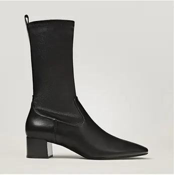 Uscat Anglia Stil Doamnă Birou din Piele de Oaie cu toc Înalt Vârf Chelsea Cizme Femei Pantofi pentru Femeie Botas Mujer Pantofi Femei