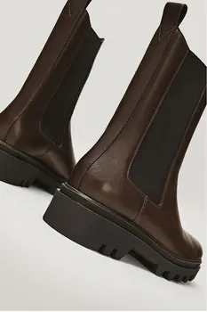 Uscat Cizme de Iarna pentru Femei Pantofi pentru Femeie anglia vintage piele de vacă tricotate Fumător cizme Chelsea boot glezna Botas Mujer Pantofi Femei