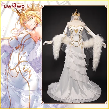Uwowo Anime Soarta Comanda mare/FGO Arturia Pendragon Lancer Alb Rochie de Mireasa Frumoasa Sexy Costum Cină Costum Pentru Femei