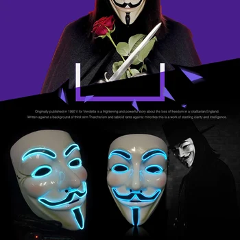 V de la Vendetta Anonim CONDUS Măști Fantomă Cosplay Masca pentru Barbati Femei Costum de Halloween Neon Lumina Mascaradă Partid de Dans