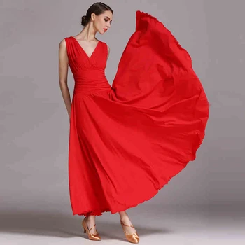 V-Neck Sala De Concurs, Rochie Dans Simplu Nou Flamenco Vals Dans Costum De Înaltă Calitate Femei, Rochii Dans