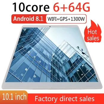 V10 Clasic Tableta 10.1 Inch HD Ecran Mare, Android Versiunea 8.10 Moda Comprimat Portabil 6G+64G Comprimat de culoare Albă