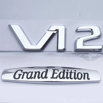 V12 Grand Edition Scrisoare Emblema, Insigna pentru Mercedes Benz ML400 S350L Fender Logo Partea de Styling Auto Retehnologizare Autocolant Original Font