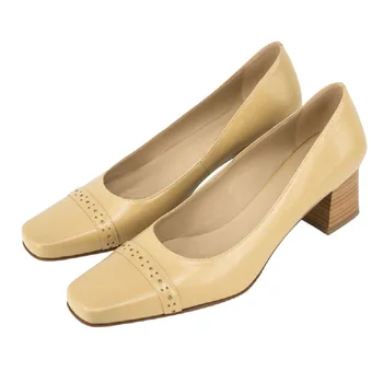 Va&Coaja de Pompe Formale Pantofi de Înaltă Toc Mediu Femei Clasic de Pantofi cu Toc Pătrat Rochie de Vară 2020 Dimensiuni Mari Albe de Lux, Sandale