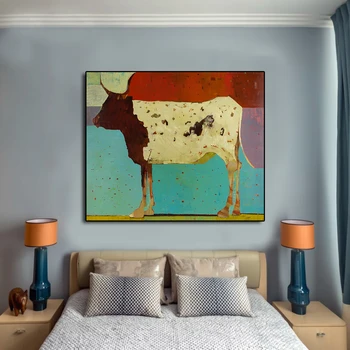 Vaca de Imprimare Pictura Acasă Decor de Perete de Arta Imaginile pentru camera de zi Nici un Cadru Panza Pictura