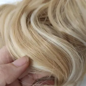 Vades Par-Extensii de Cal 14Inches Lung Sintetic Blond Clip de Păr Pentru Femei 90g În Narural Ondulat Cozi de cal Rezistent la Căldură
