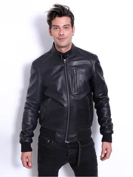 VAINAS Brand European Mens geaca de Piele pentru bărbați de Iarnă Adevărată de oaie geaca de piele de oaie Autentic jachete de piele, jachete de Motociclist