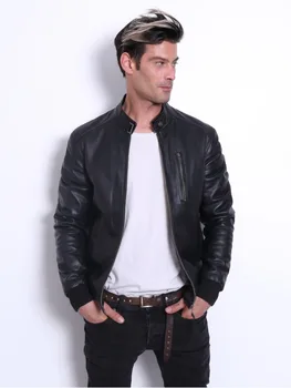 VAINAS Brand European Mens geaca de Piele pentru bărbați de Iarnă Adevărată de oaie geaca de piele de oaie Autentic jachete de piele, jachete de Motociclist