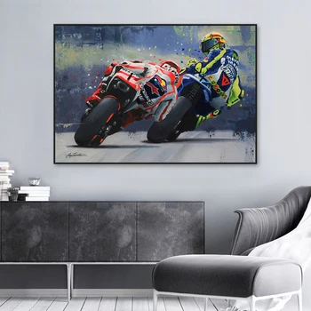 Valentino Rossies Panza Poster de Imprimare Motocicleta de Ulei Pictura in Acuarela Abstract Imagini de Perete pentru Living Home Decor Mural
