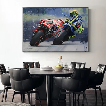 Valentino Rossies Panza Poster de Imprimare Motocicleta de Ulei Pictura in Acuarela Abstract Imagini de Perete pentru Living Home Decor Mural