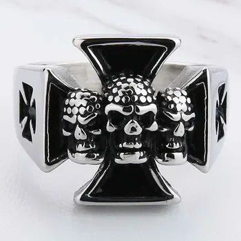 Valily Bărbați Inel de Aur Punk Motociclist Craniu Cruce Inel Pentru Barbati din Inox pentru Bărbați Inele Bijuterii argint Antic Inele Hombres
