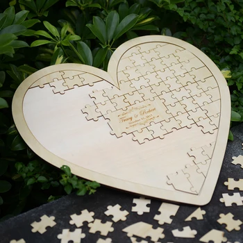 Vamale Puzzle Personalizat in Forma de Inima de nunta carte de oaspeti alternative agățat de inima Puzzle de Nunta carte de oaspeti inimile