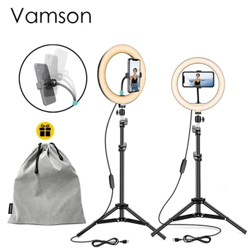 Vamson 10 inch Selfie Inel de Lumina Estompat LED Ring Lampa Foto-Video Camera foto de Telefon de Lumină ringlight Pentru Live YouTube Lumină VLS06B