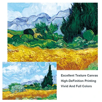 Van Gogh, Lan De Grâu Cu Chiparoși Ulei Tablouri Print Pe Canvas Art Postere Si Printuri De Arta Impresionista Poze Home Decor De Perete