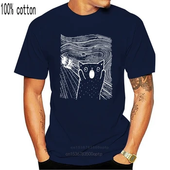 Van Gogh Striga Pisica Amuzant Negru T-Shirt Pentru Iubitorii de Pisici S-3Xl Epocă Graphic Tee Shirt