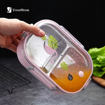 VandHome Japoneză Cutie Caseta De Prânz 304 Din Oțel Inoxidabil Bento Box Pentru Copii De Depozitare A Alimentelor Recipient Ermetic Bento Cutie De Prânz