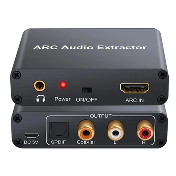 VAORLO Convertor HDMI Adaptor Audio DAC ARC L/R Coaxial SPDIF Jack Extractor Return Channel pentru Căști de 3,5 mm pentru TV