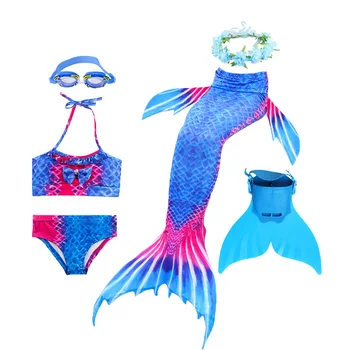Vara 2020 Fete Mermaid Dress Up Costume De Baie 3 Piese Set De Coada De Sirena Tinuta Set De Vara Beach Party Joc De Rol