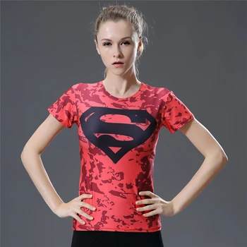 Vara 2020 Noi Femeile de moda liber Superman Topuri Tricouri Compresie Tricou super-Erou de Fitness Colanti Sub Tees