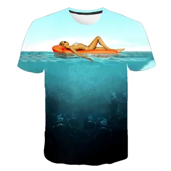 Vara 2020 produs nou cu mânecă scurtă gât rotund tricou 3D imprimate piranha grafic personalitate de moda T-shirt s-6xl