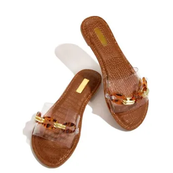 Vara 2021 Nouă femei din piele de moda pentru femei pantofi sandale plate cu femei de culoare luminoase pantofi de plajă în aer liber tendință papuci de casă