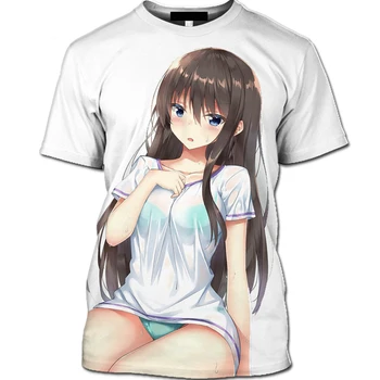 Vara Anime 3d Bărbați Și Femei T-shirt Plaja Sexy Fată Anime Print cu Maneci Scurte T-shirt Copii Kawaii Topuri Casual