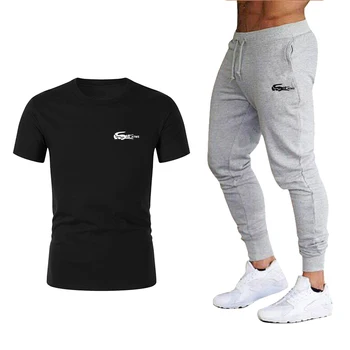 Vara brand de moda pentru bărbați T-shirt suit logo-ul de imprimare sport casual tricou cu mânecă scurtă, pantaloni 2-piesă de sex masculin T-shirt suit