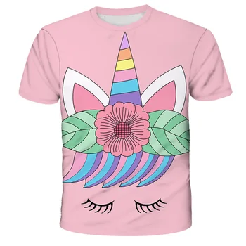 Vara Brand Nou pentru Copii T-shirt Desene animate cu Unicorn 3D Băieți/fete T-shirt pentru Copii cu Maneci Scurte T-shirt Casual Copilul Topuri Haine