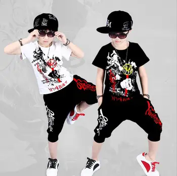Vara băieți Fete din bumbac pentru copii seturi de îmbrăcăminte de Dans hip-hop tinutele T-shirt + Haren Pantaloni de trening Pentru 6 8 10 12 14 Ani