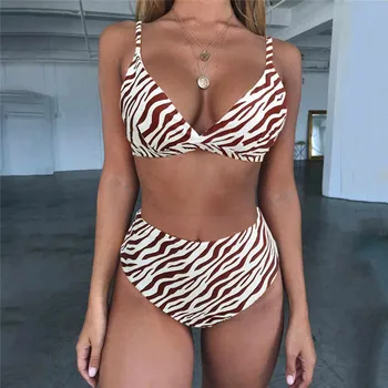 Vara Doamnelor Split Set De Bikini Femei Zebra Florale De Imprimare De Moda De Talie Mare, Bikini, Costume De Baie Din Două Piese Set Costum De Baie