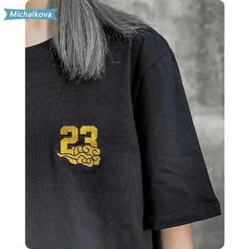 Vara dragon Chinezesc Echipajul gât Broderie Tee Hiphop pierde T-shirt Jogger Harajuku Moda Streetwear Techwear michalkova