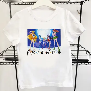 Vara Estetica tricou Haine Tricou Mai buni Prieteni Fată Casual Baieti Copii Amuzante Fete de Top Sailor Moon Gât Rotund Petrecere Kawaii