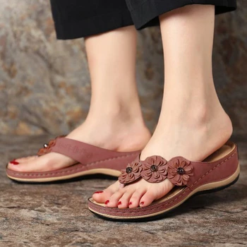 Vara Femei Sandale De Flori Pană Doamnelor Sandale Casual, Pantofi Platforma Flip Flop Wedge Slide-Uri Pantofi De Plaja Si Femeie Sandalia