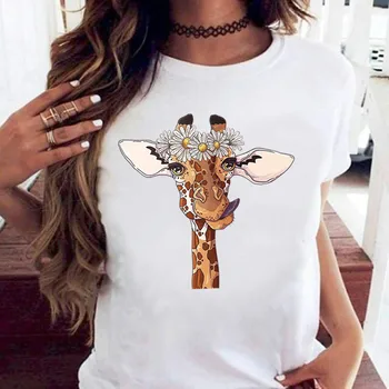 Vara Femei T Shirt Girafa Amuzant Imprimare Tricou Tricouri Femei Moda Casual Cu Maneci Scurte Topuri Teuri Hipster Harajuku Tricou