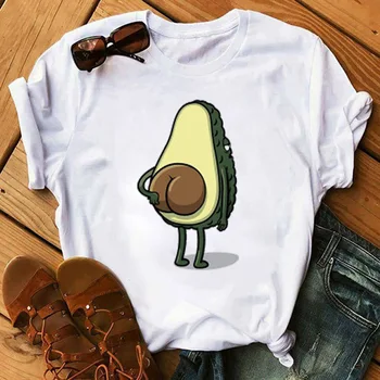 Vara Femei T-shirt Kawaii Drăguț desen Animat de Avocado cu Maneci Scurte Fată Casual Estetice Grafic Topuri Supradimensionate de sex Feminin Tee T-shirt