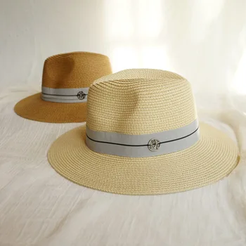 Vara Femeile Margine Largă Paie, Pălării Fedora Cu Litere Chapeu Feminino Sun Beach Capace SDDS127