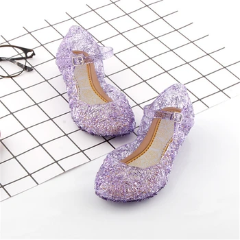 Vara Fete Cenusareasa Pantofi de Cristal Jeleu Drăguț Sandale Printesa Elsa Pantofi Petrecere de Crăciun PVC Pantofi de Dans Copii Tocuri inalte