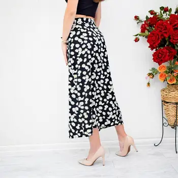 Vara, Fusta Cu Talie Inalta De Moda Pentru Femei Floral Daisy Fuste Lungi De Sex Feminin Harajuku A110 Stil Coreean Streetwear Elegant Pânză