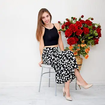 Vara, Fusta Cu Talie Inalta De Moda Pentru Femei Floral Daisy Fuste Lungi De Sex Feminin Harajuku A110 Stil Coreean Streetwear Elegant Pânză