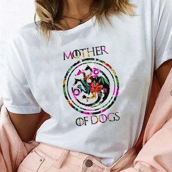 Vara Mama De Câini de Imprimare Femei T-shirt pentru Femei Vintage Doamnelor Vacanță Topuri cu Maneci Scurte O-neck Tricou Alb Tumblr Îmbrăcăminte