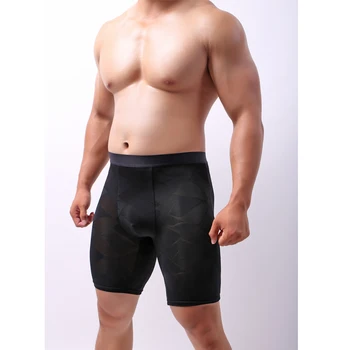 Vara Mens Matase de Gheață Chiloți Lung Respirabil Rece Plat boxeri Sexy Bărbați Ultra-subțire cu uscare Rapida Chilotei Plus Dimensiune Mare