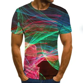 Vara noi de imprimare 3D pentru bărbați T-shirt casual scurt cu mâneci O-gât pentru bărbați T-shirt de moda stropi de cerneală de imprimare 3D T-shirt de sus