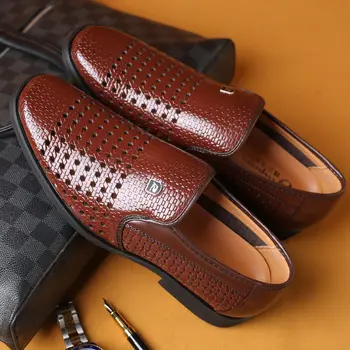 Vara Noi de Piele Barbati de Afaceri Formale Pantofi Gol Afară Moale Oxfords Bărbați Pantofi Slip on Mens Plat Pantofi Rochie