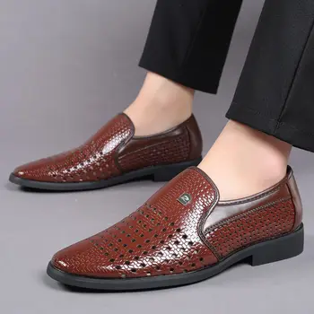 Vara Noi de Piele Barbati de Afaceri Formale Pantofi Gol Afară Moale Oxfords Bărbați Pantofi Slip on Mens Plat Pantofi Rochie