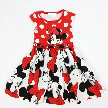 Vara noi minnie rochie fata/Desene animate minnie cu buline rochie copil/Roșu fată frumoasă rochie