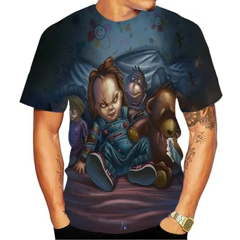Vara Noi Populare Teuri Film Chucky Imprimare 3D Barbati Top Unic Haine cu Maneci Scurte T-shirt Retro tricou