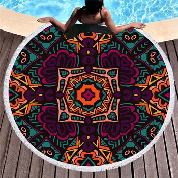Vara Rotund Prosoape de Plajă Geometrice Model Mandala Duș Baie Prosop Yoga Picnic Cerc Mat Bikini Acoperi șervet de plage