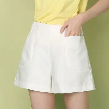 Vara Toamna de Moda coreeană Femei Elegante Lady Înaltă Waisted Verde Alb Largi Picior pantaloni Scurți , Toamna Femeie, 3xl pantaloni Scurți Negru